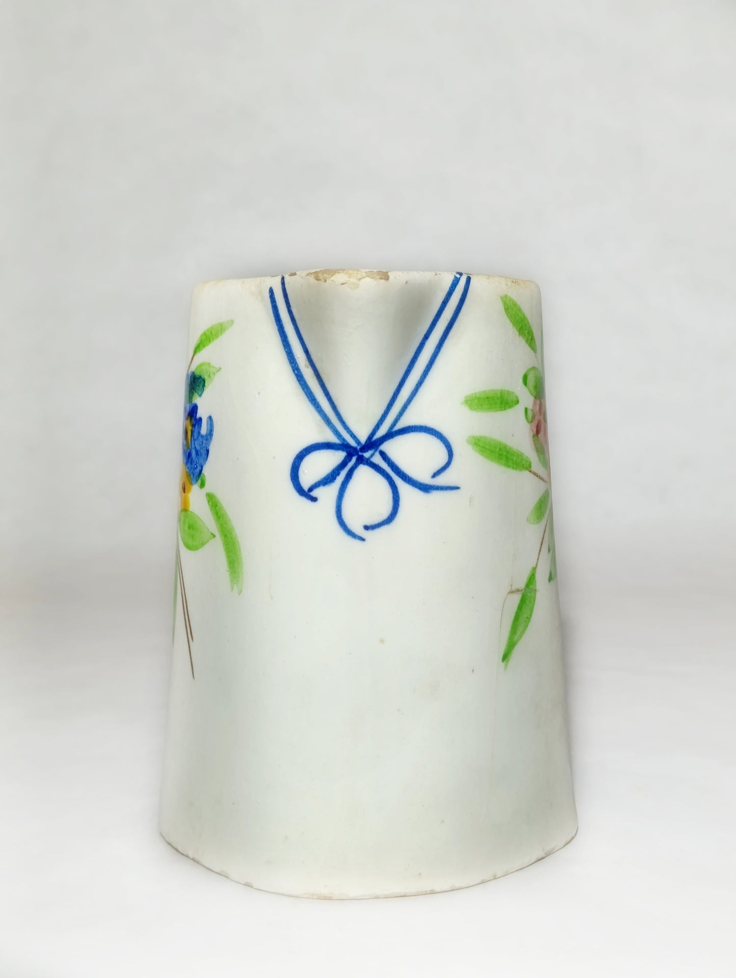 Jarra de Cerámica Decorada con Lazo Azul y Motivos Florales | Cerámica popular valenciana