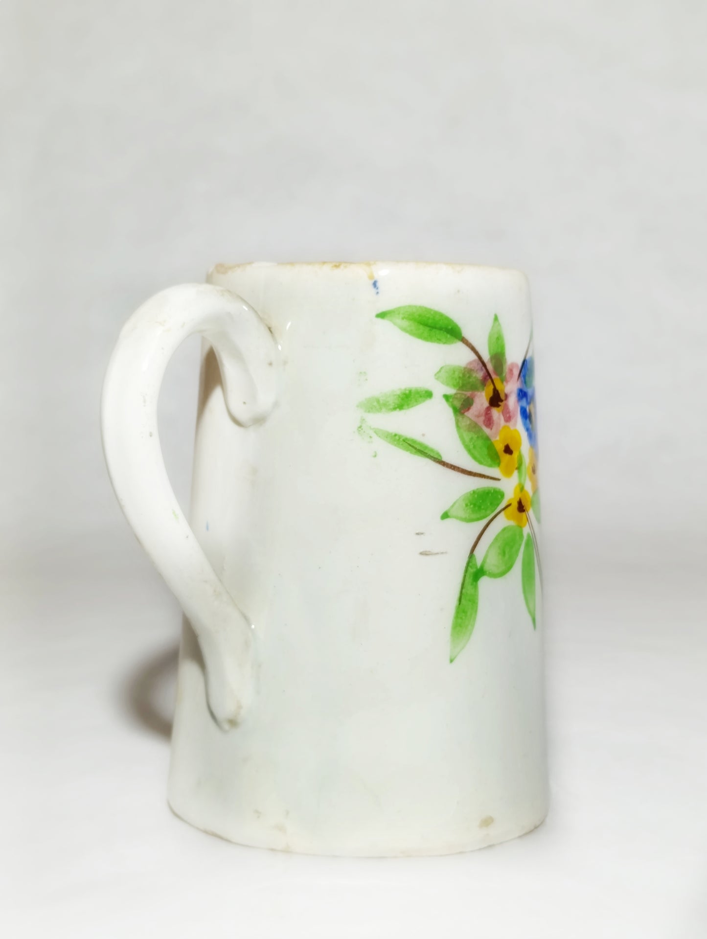 Jarra de Cerámica Decorada con Lazo Azul y Motivos Florales | Cerámica popular valenciana