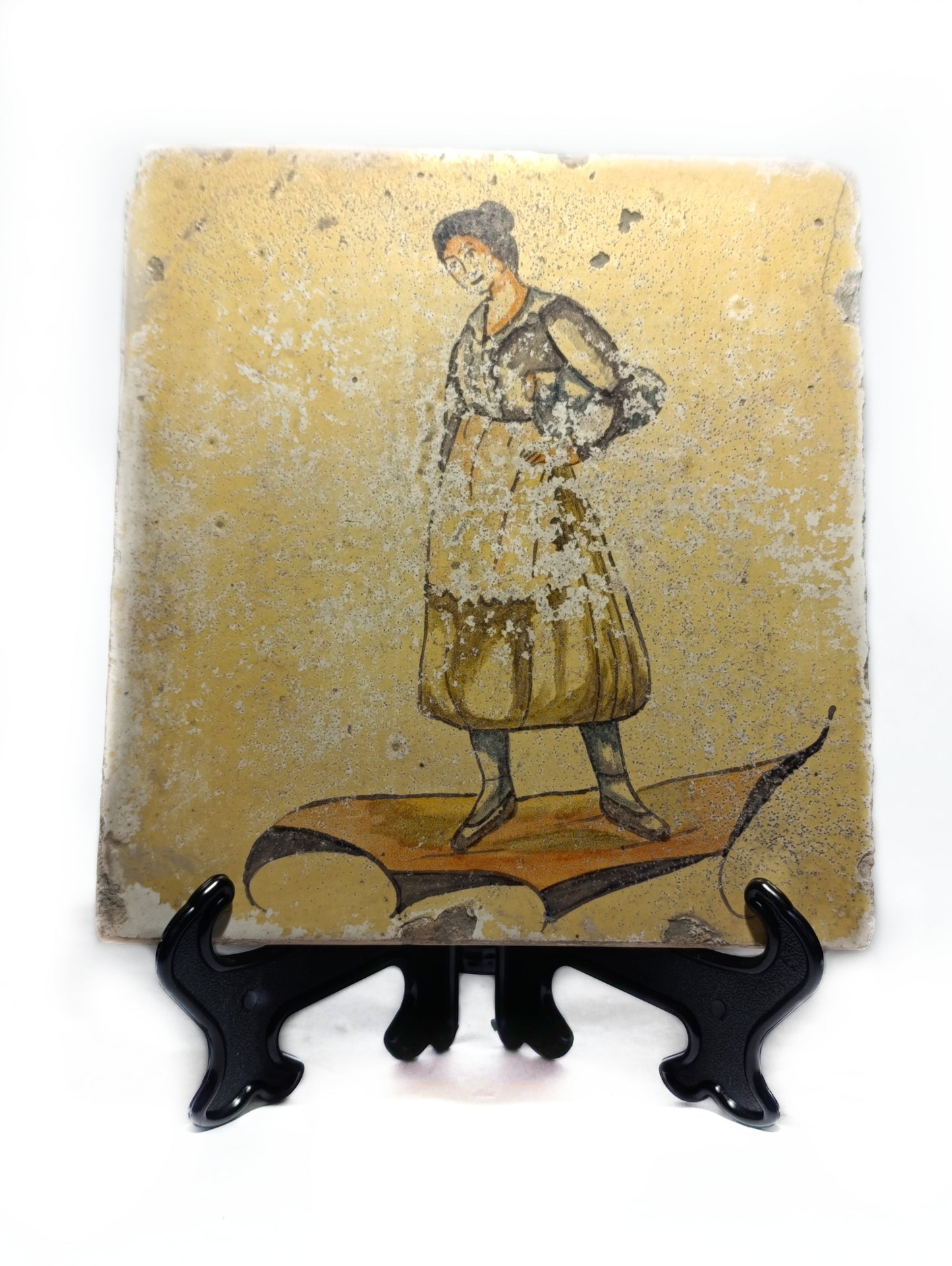 Baldosa Catalana Mujer Tradicional | S. XIX | Pintada a Mano