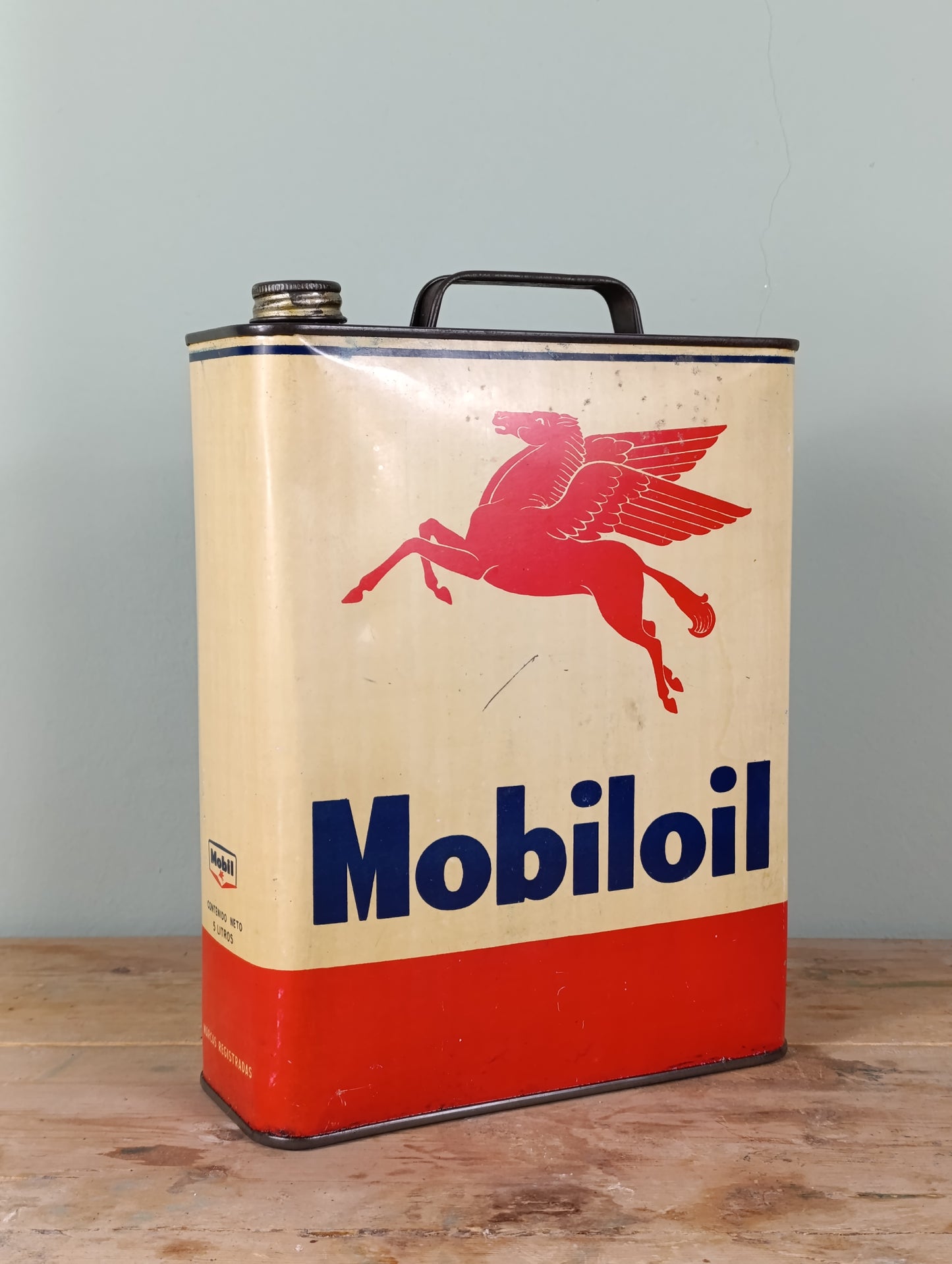 Lata Mobiloil de 5 Litros - Años 50/60