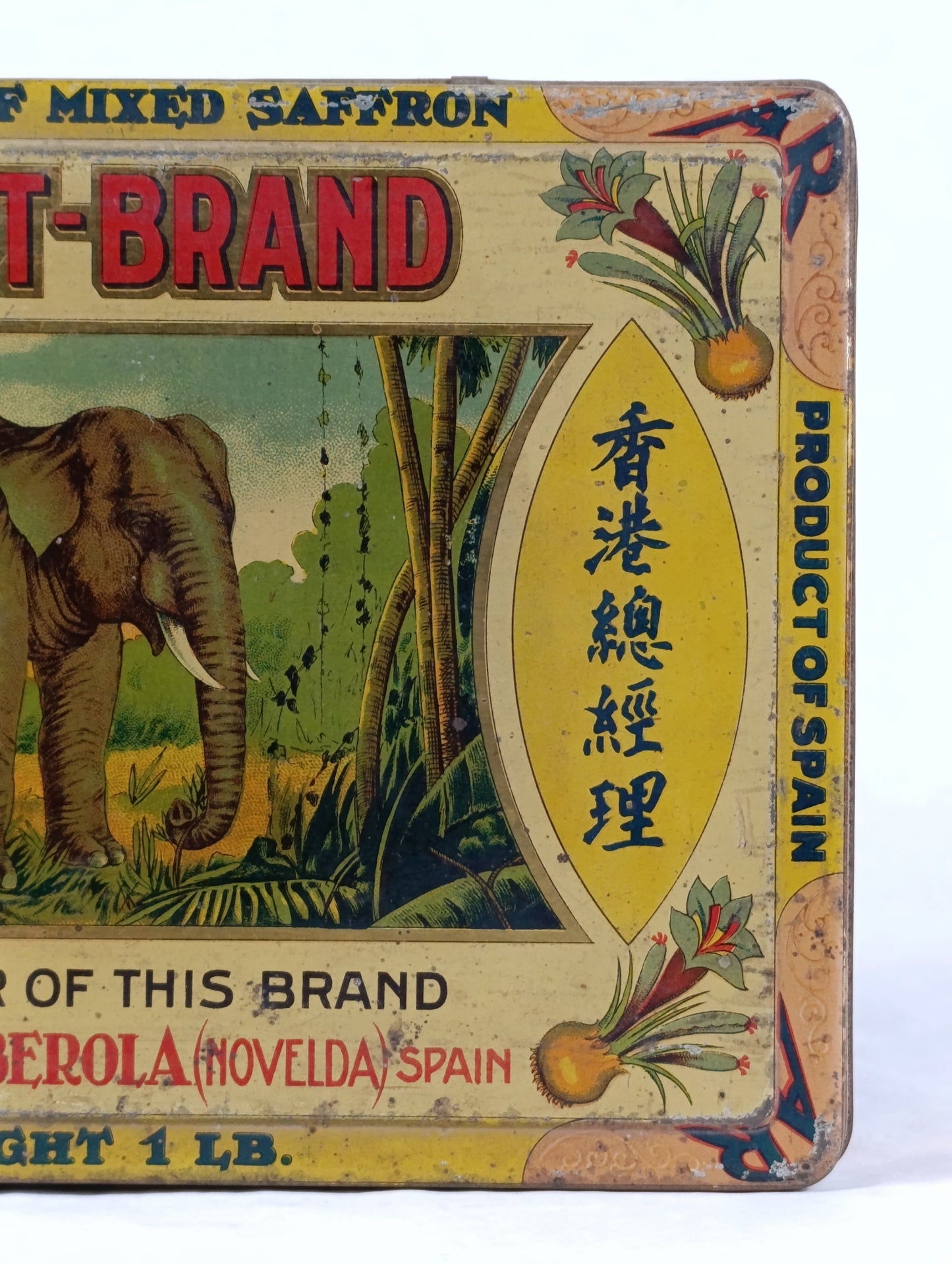 Caja de Lata de Azafrán "Elephant-Brand" | Exportación Española