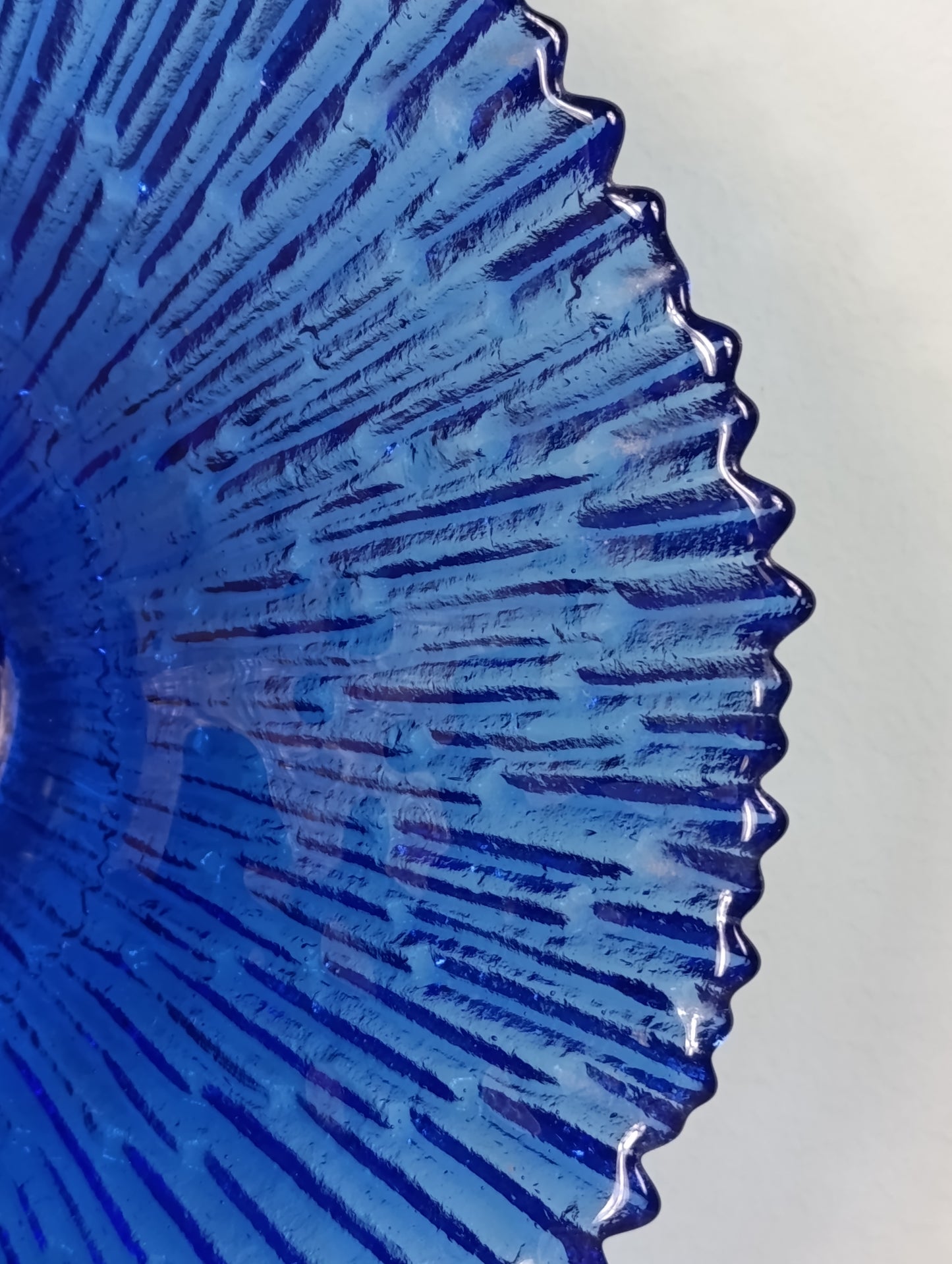Centro de mesa/frutero de cristal azul cobalto | Años 70