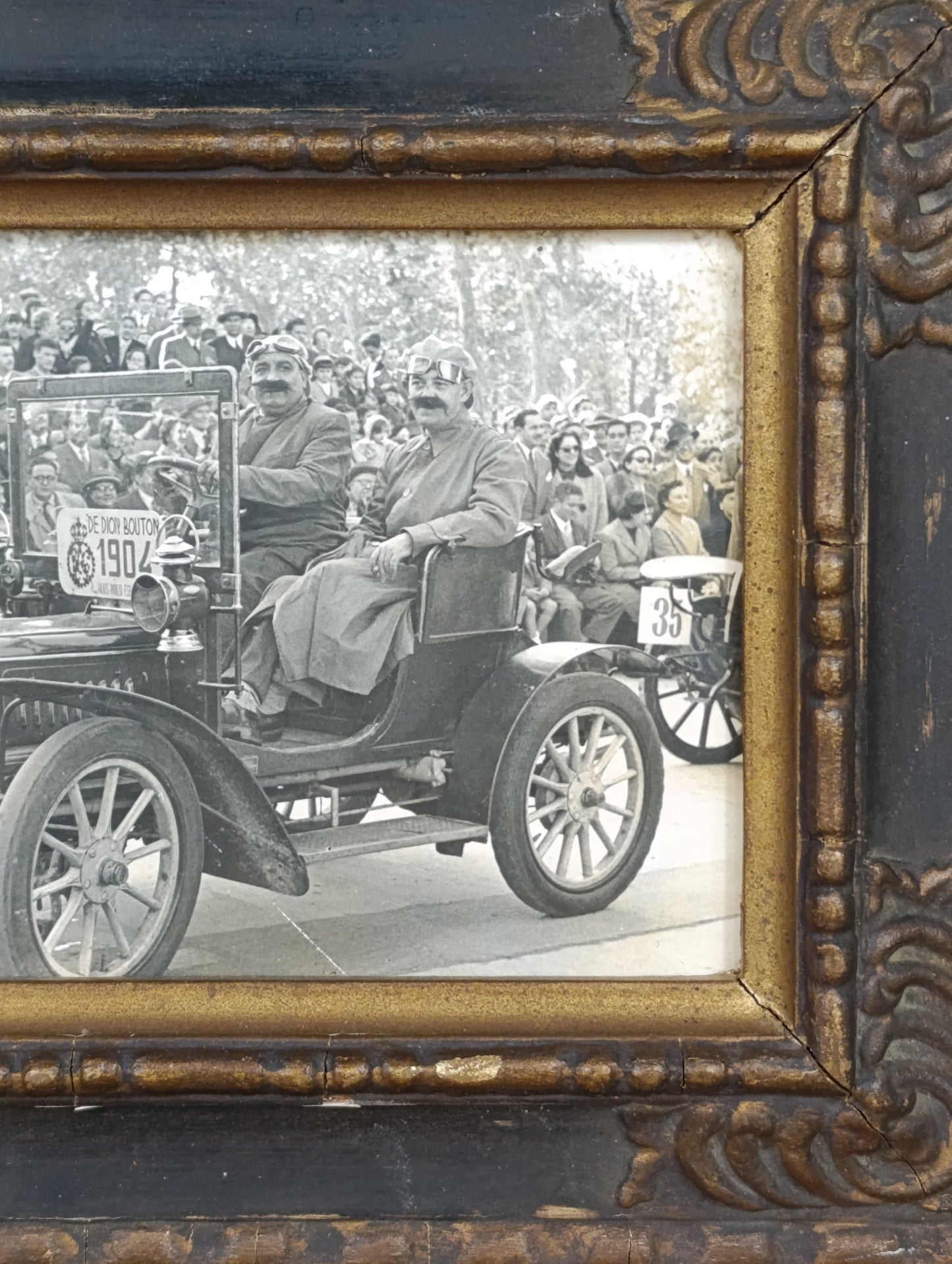 Fotografía original enmarcada del coche de Pablo Esparza y Velázquez de Carvajal