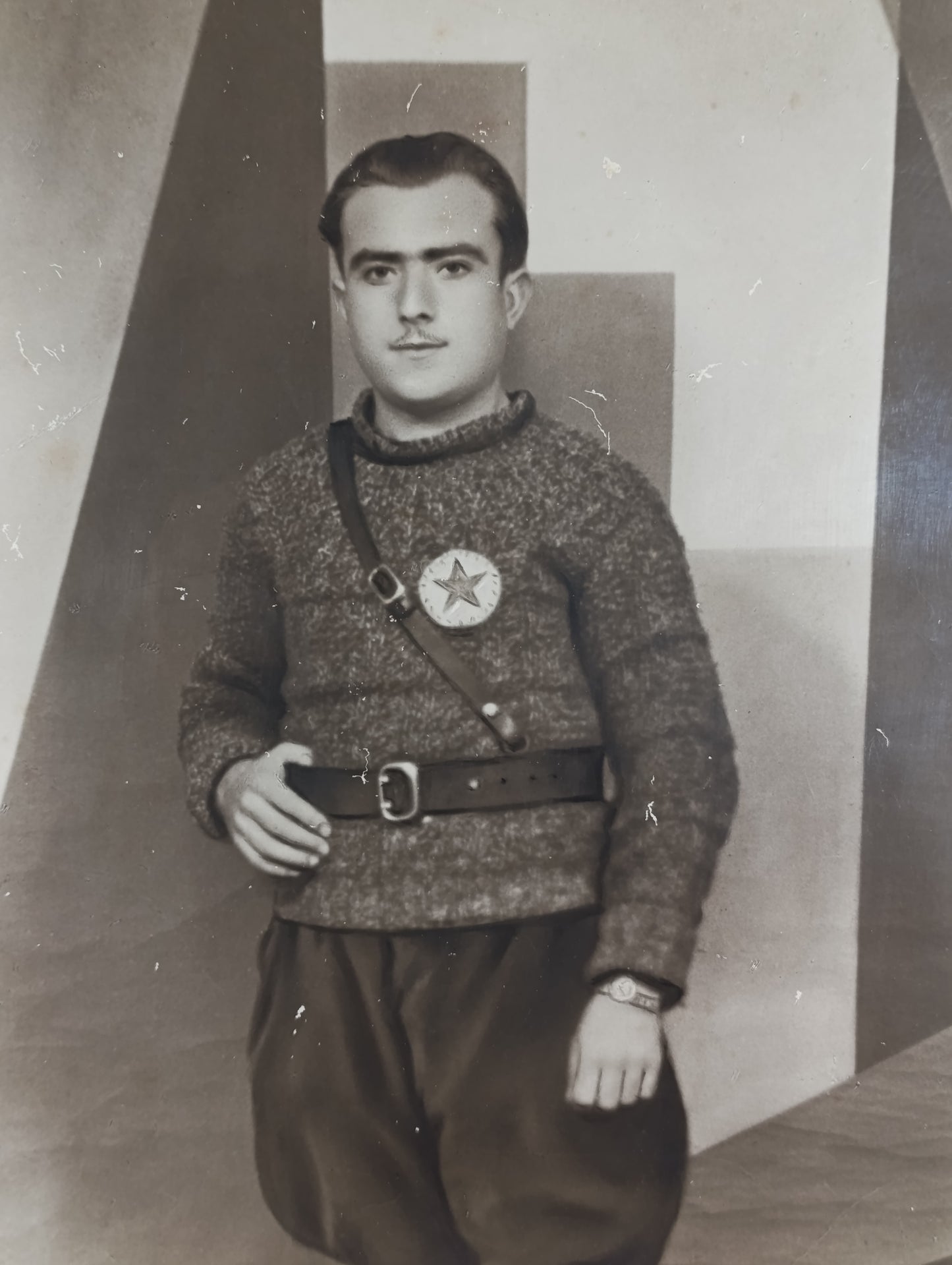 Retrato Militar Republicano J.S.U. en gran formato | Guerra Civil Española