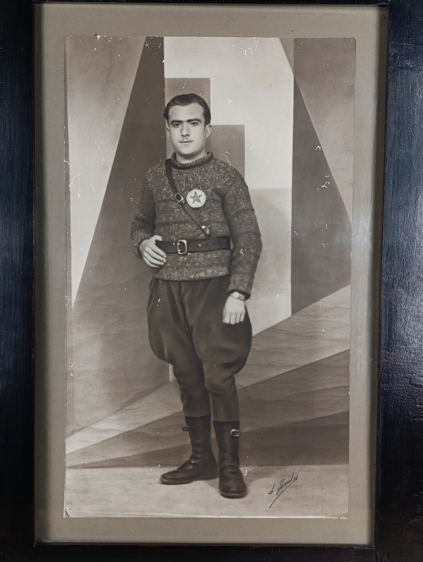 Retrato Militar Republicano J.S.U. en gran formato | Guerra Civil Española
