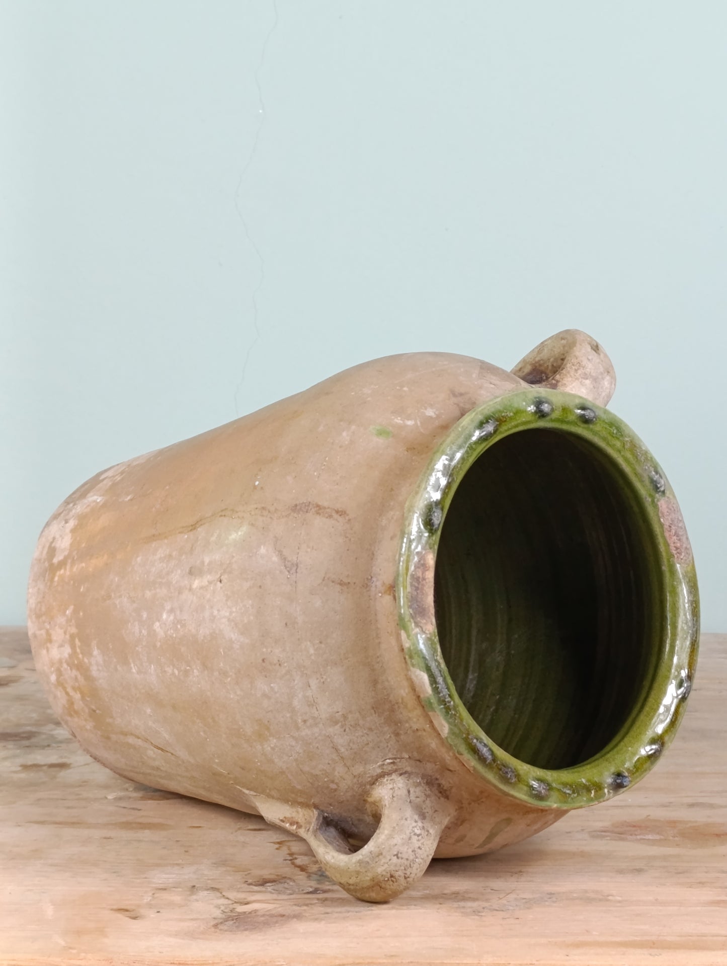 Orza/Tinaja Antigua de Barro Vidriada con Asas