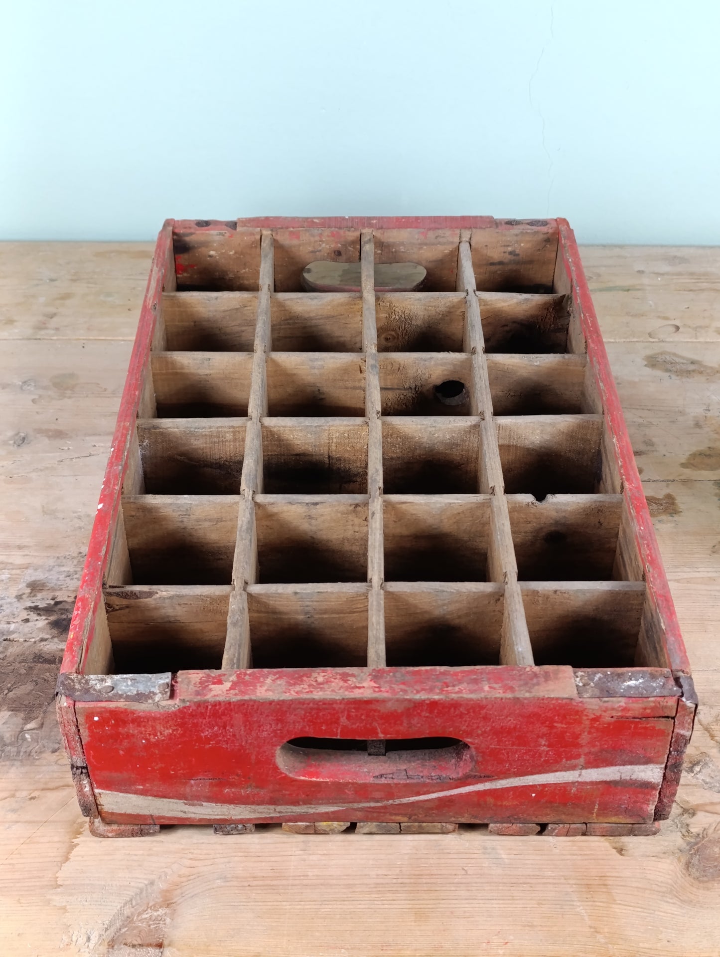 Caja de madera para transportar botellines de Coca-Cola | Años 60 (Incluye dos botellines originales)