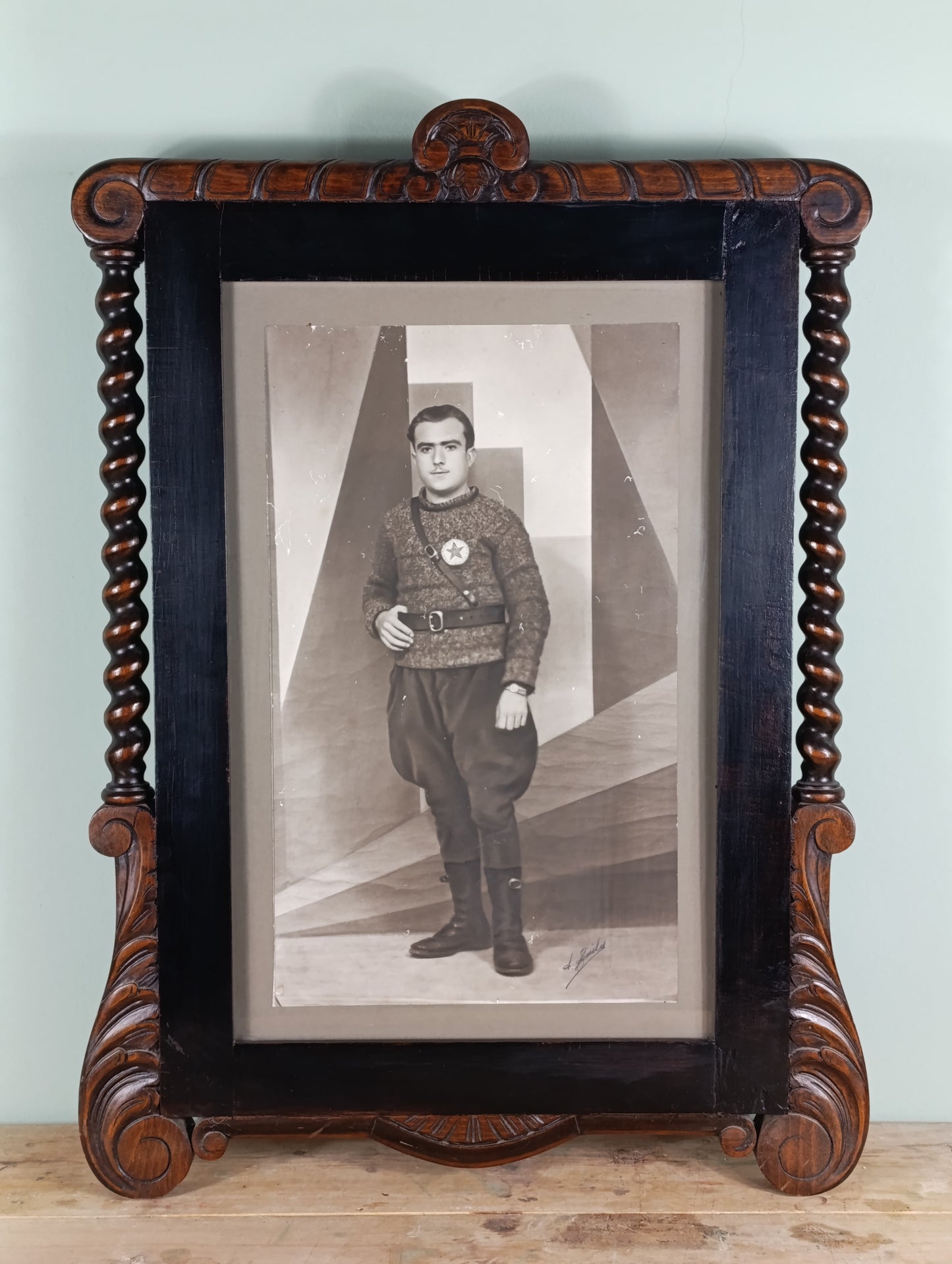 Retrato Militar Republicano J.S.U. en gran formato | Guerra Civil Española