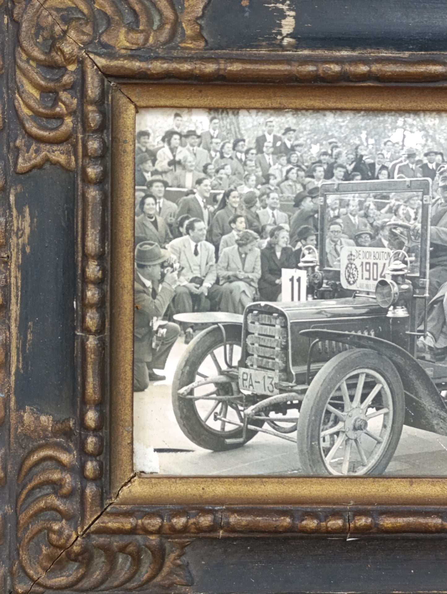 Fotografía original enmarcada del coche de Pablo Esparza y Velázquez de Carvajal