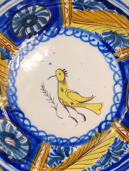 Plato de cerámica de Manises siglo XIX con motivo “Pardalot”