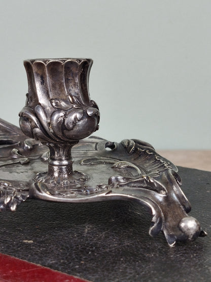 Palmatoria de bronce bañada en plata