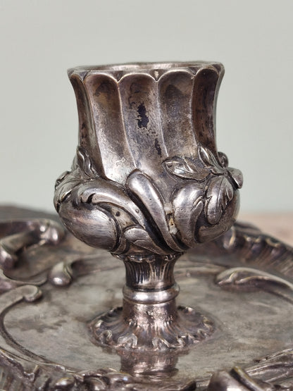 Palmatoria de bronce bañada en plata