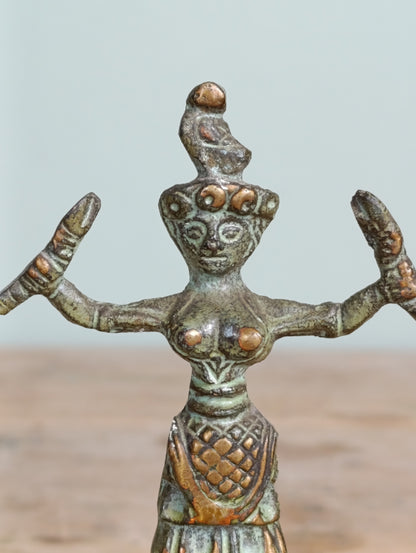 Figuras en Bronce: Diosa de las Serpientes y Zeus | Siglo XX