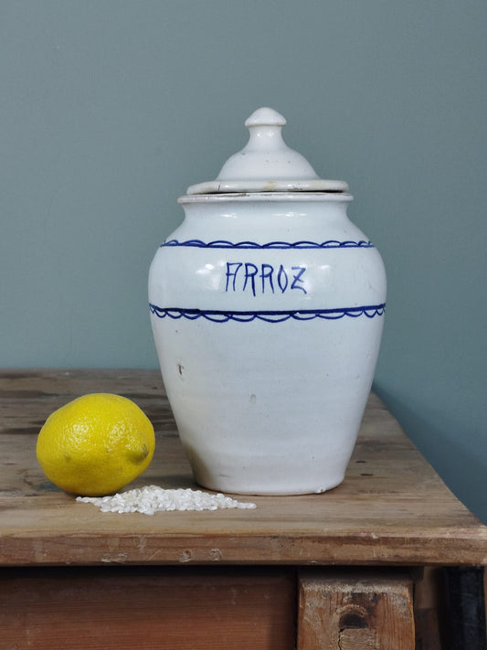 Tarro de cocina para arroz | Cerámica de Manises, Valencia | Principios Siglo XX