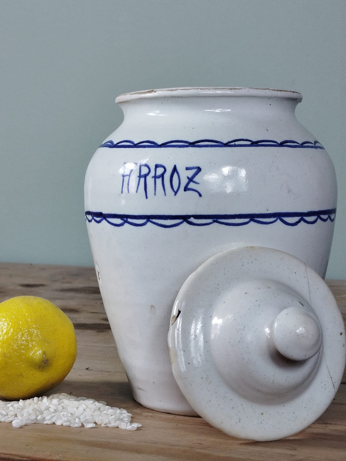Tarro de cocina para arroz | Cerámica de Manises, Valencia | Principios Siglo XX