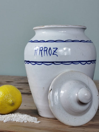 Tarro de cocina para arroz | Cerámica de Manises, Valencia | Principios Siglo XX