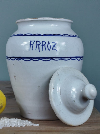 Tarro de cocina para arroz | Cerámica de Manises, Valencia | Principios Siglo XX